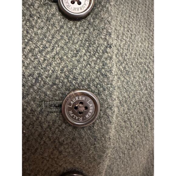 Lauren Ralph Lauren Wool Herringbone Tweed Military Equestrian Blazer Green 16W - Picture 3 of 6